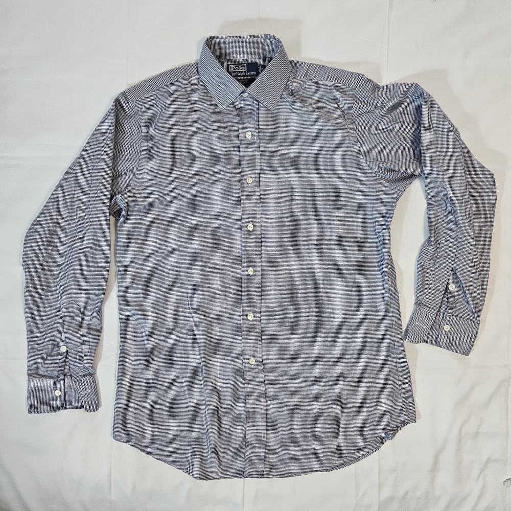 Polo Ralph Lauren Curham Classic Fit Mens M Blue White Houndstooth Button Down